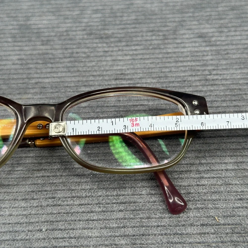 Cole Haan Plum Horn Fade Eyeglasses Rectangular Bamboo Texture Temples 140mm Y2k
